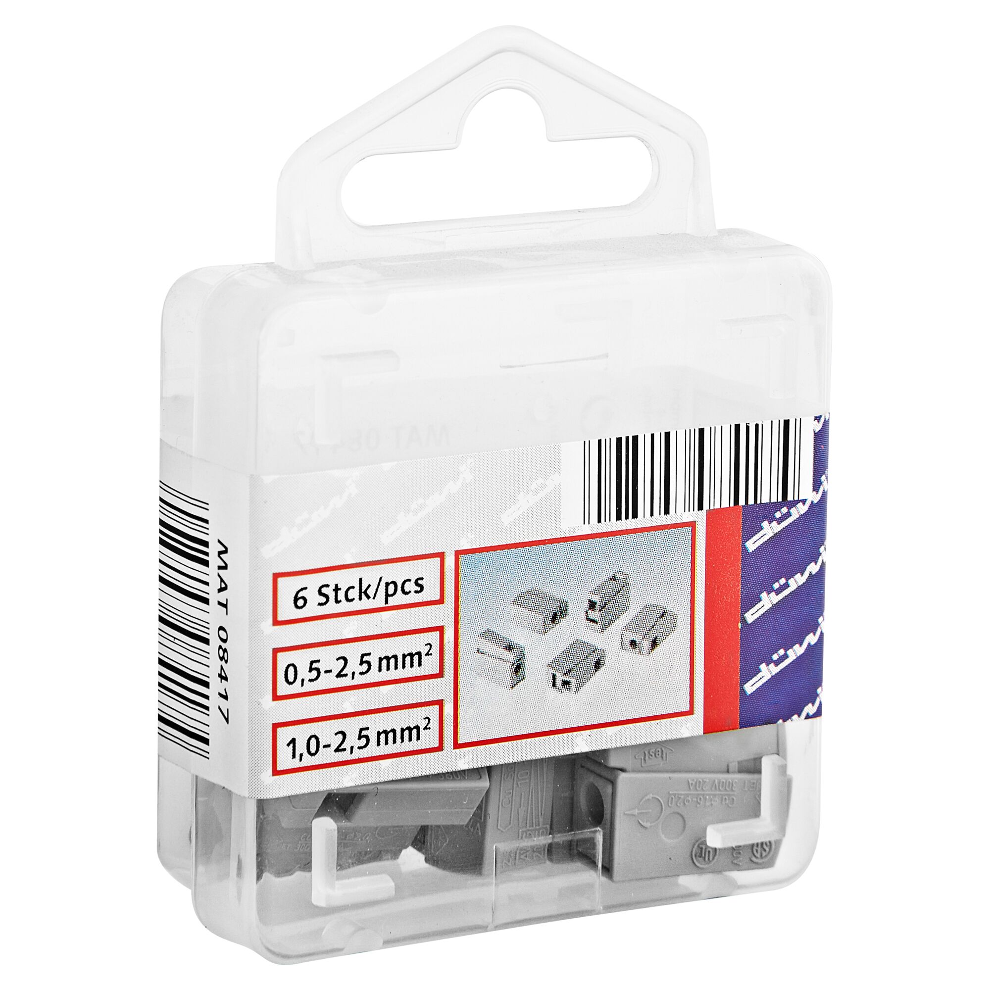 Leuchtenklemmen 6 Stück in durchsichtiger Verpackung