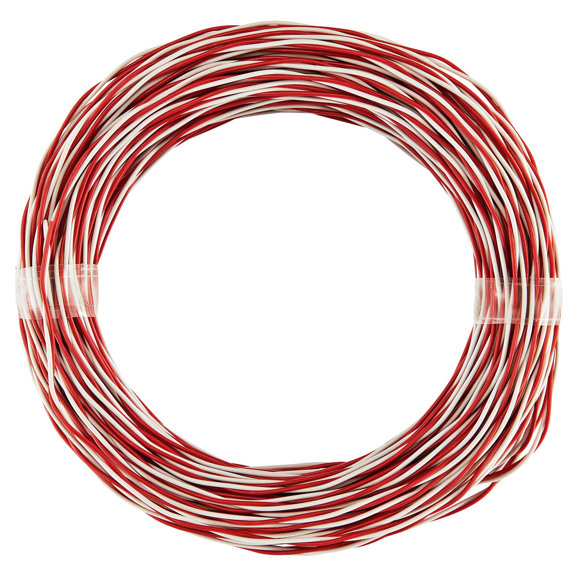 Roter und weißer Klingeldraht aufgerollt.