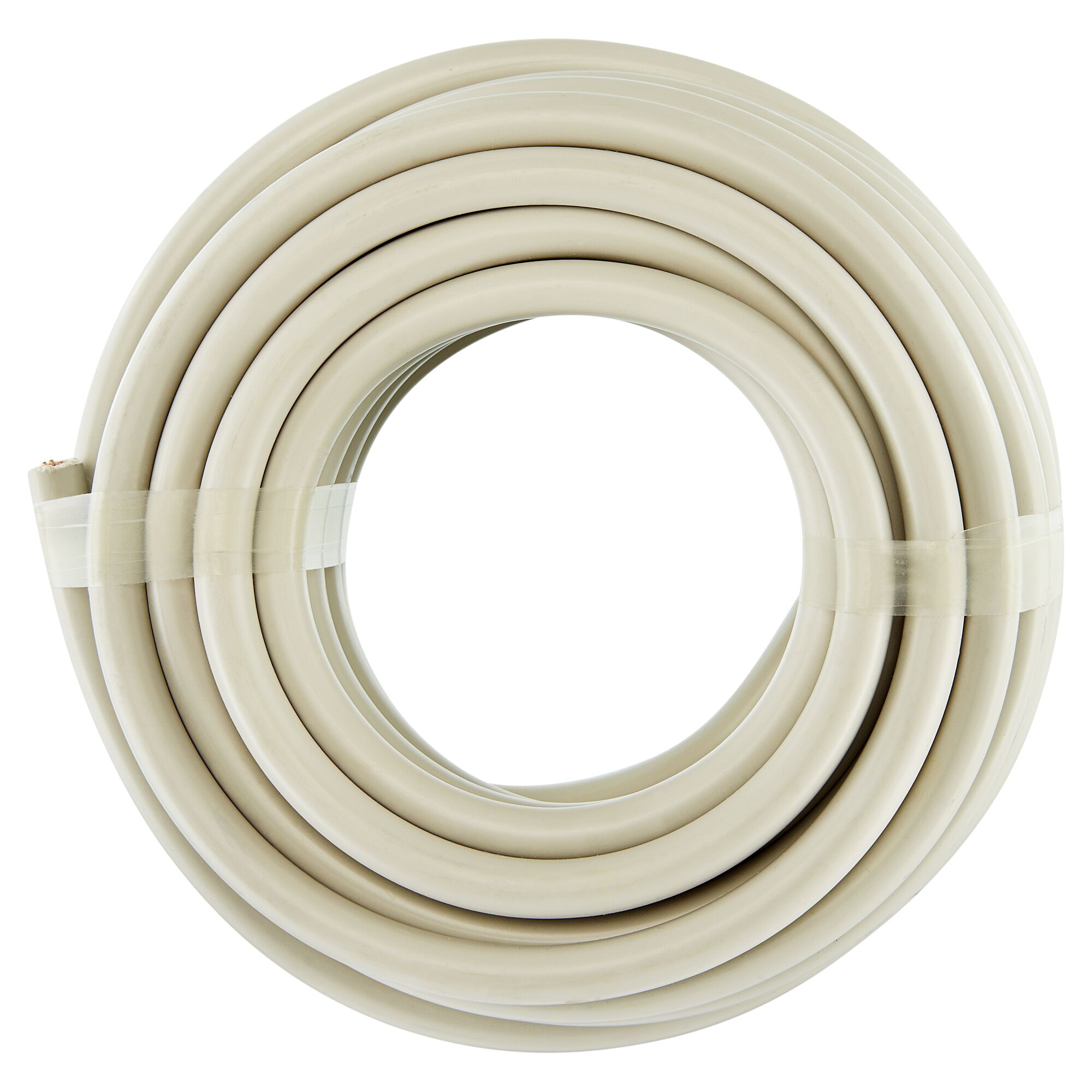 Aufgerolltes Feuchtraumkabel NYM-J 3G2,5 in Grau.