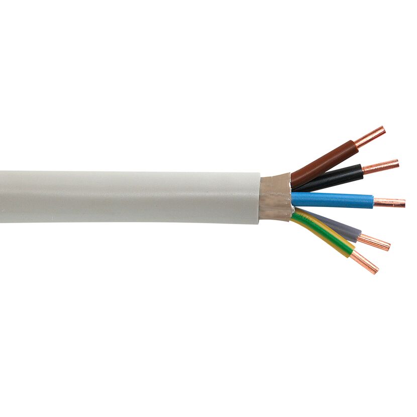 Graues fünfadriges NYM-J Kabel