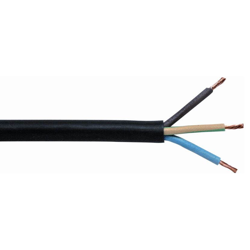 Schwarzes Kabel mit drei farbigen Adern