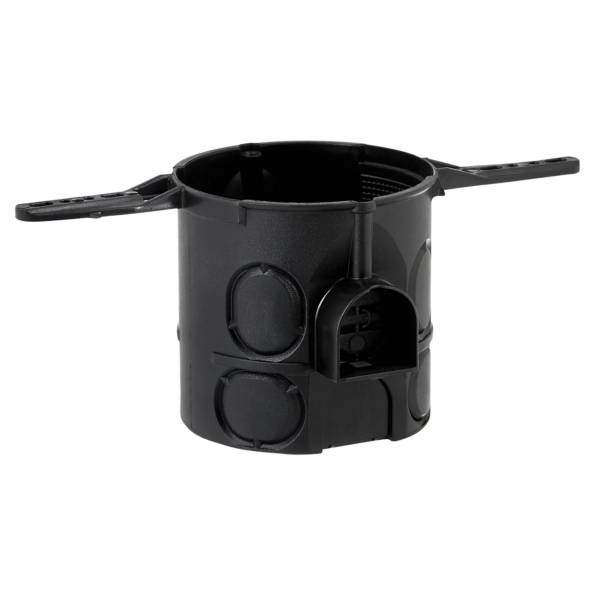 Schwarze Gerätedose mit Nagellaschen