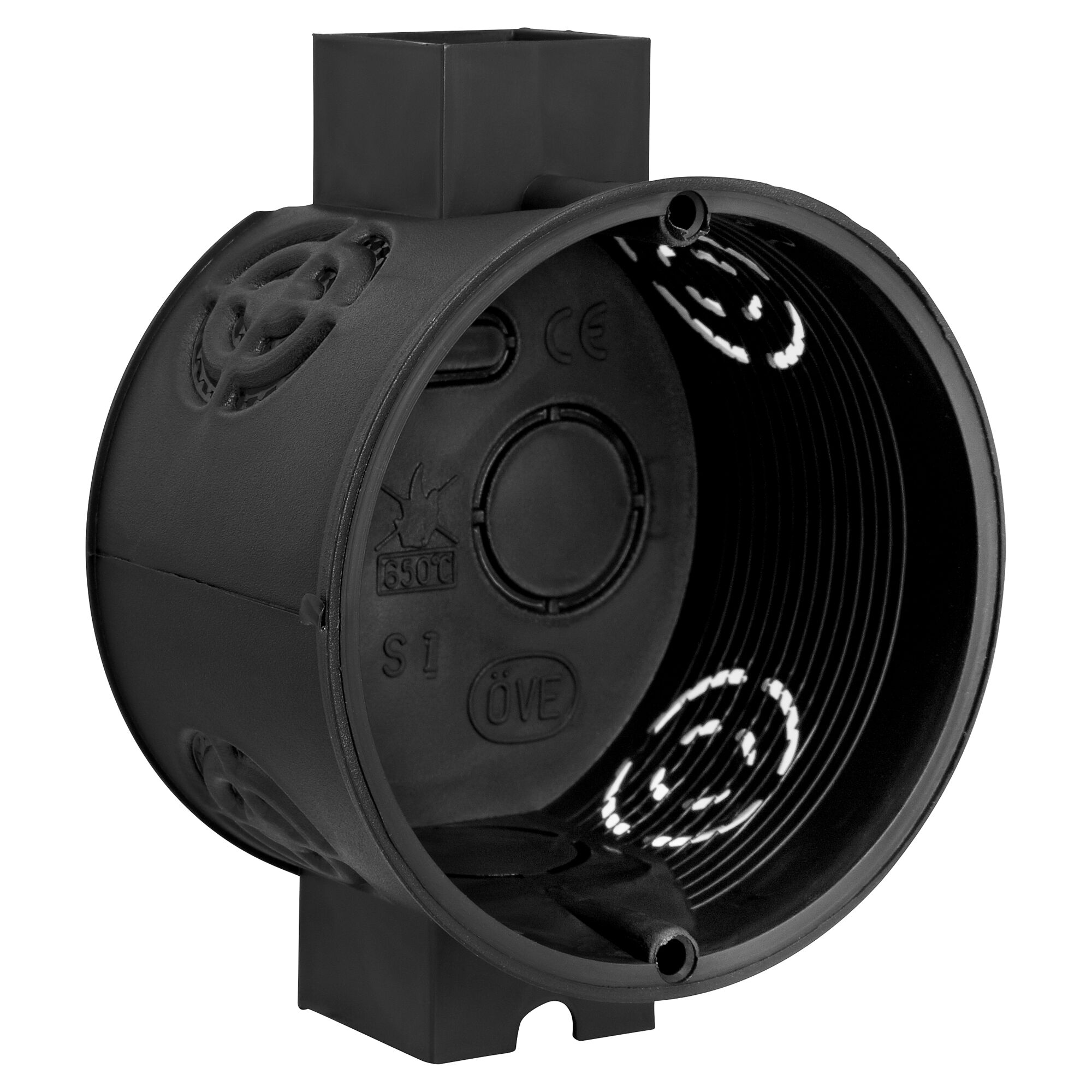 Schwarze ISO-Schalterdose 60 x 40 mm