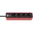 Steckdosenleiste 'Ecolor' rot/schwarz 4-fach 1,5 m