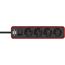 Steckdosenleiste 'Ecolor' rot/schwarz 4-fach 1,5 m