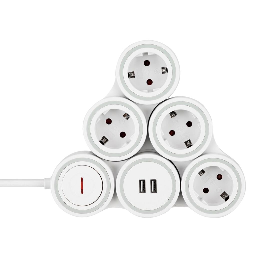 Steckdosenleiste 'Supraflex' 4-fach mit Schalter und USB 1,4 m