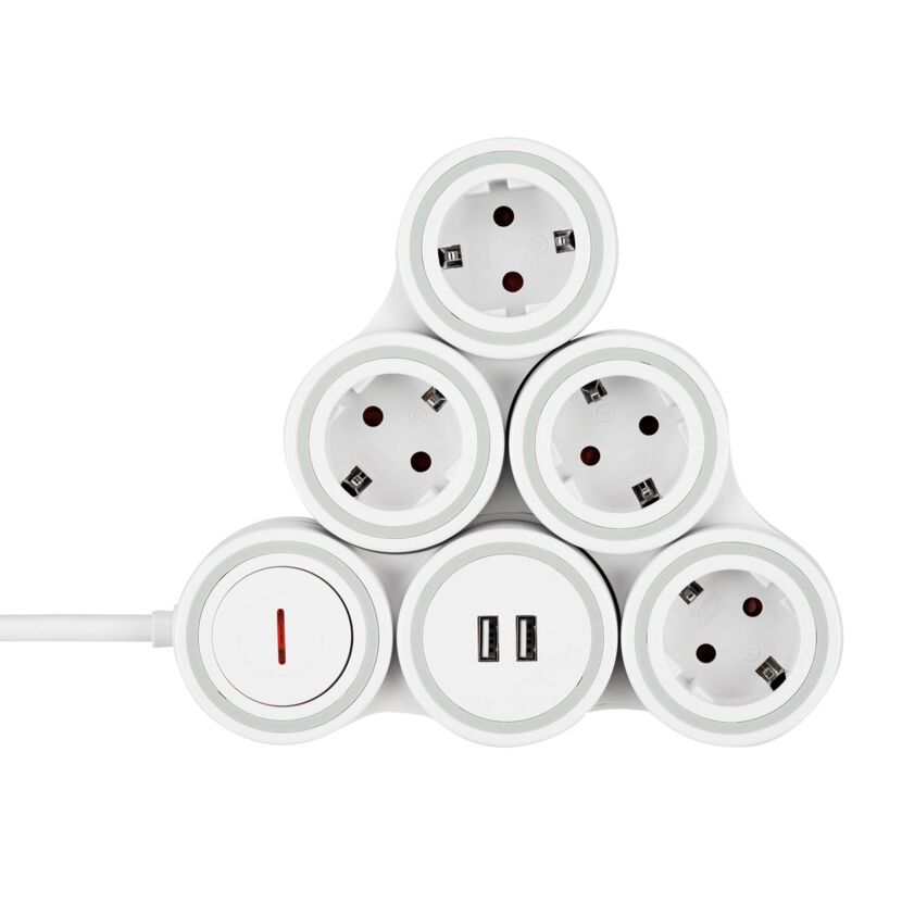 Steckdosenleiste 'Supraflex' 4-fach mit Schalter und USB 1,4 m
