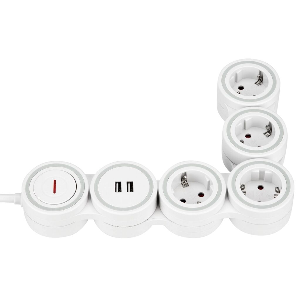 Steckdosenleiste 'Supraflex' 4-fach mit Schalter und USB 1,4 m