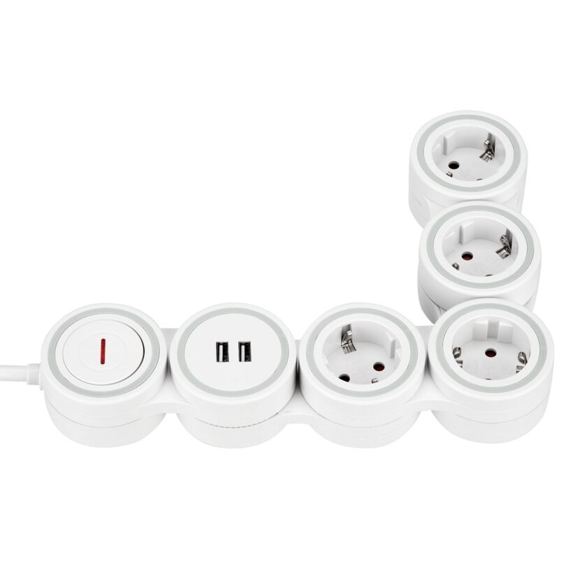 Steckdosenleiste 'Supraflex' 4-fach mit Schalter und USB 1,4 m
