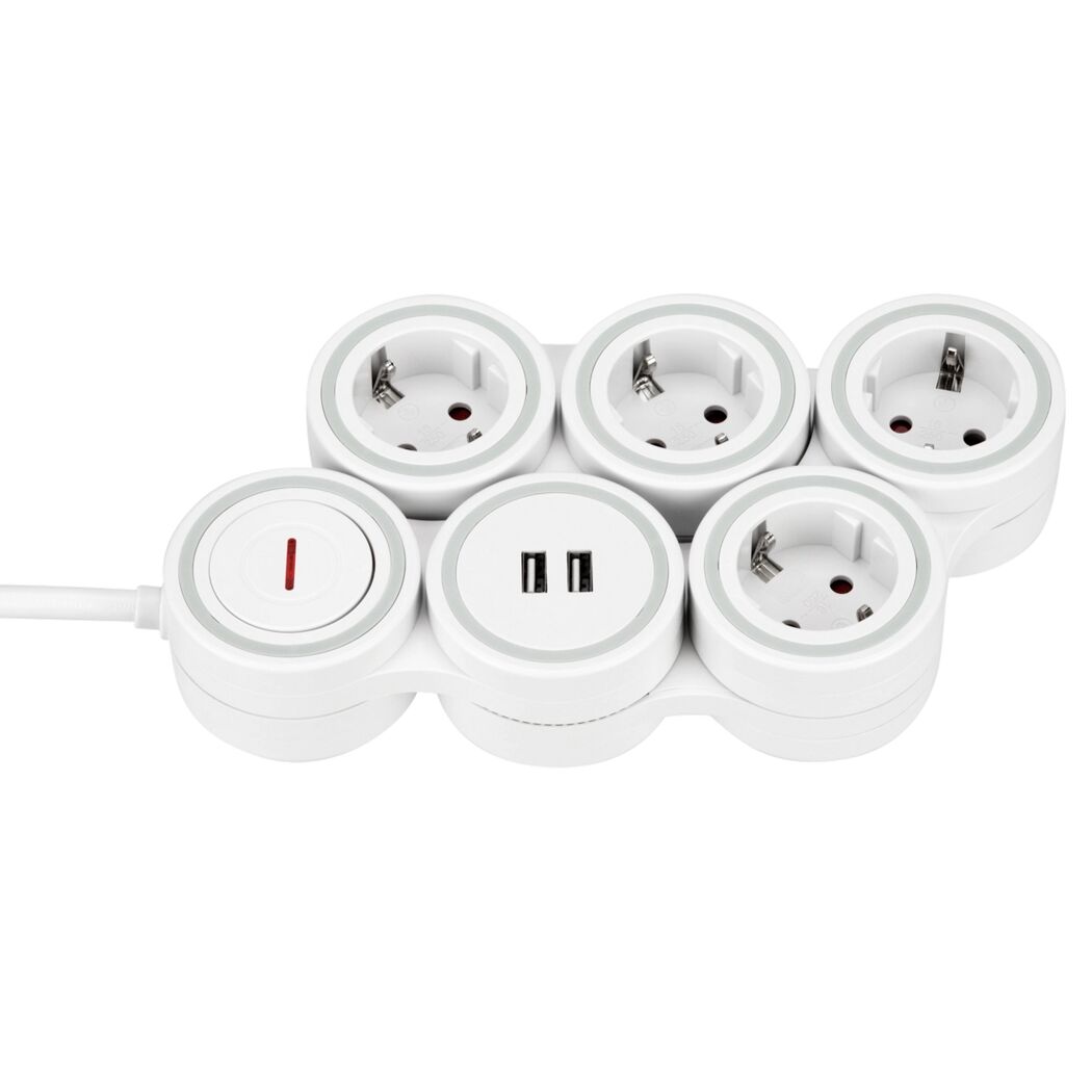 Steckdosenleiste 'Supraflex' 4-fach mit Schalter und USB 1,4 m