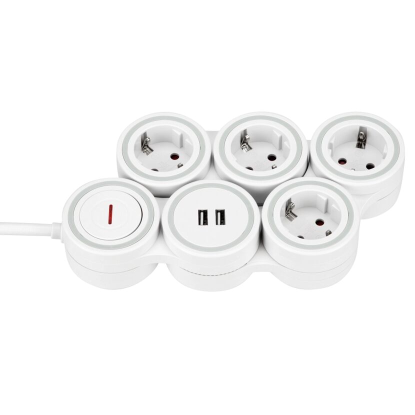 Steckdosenleiste 'Supraflex' 4-fach mit Schalter und USB 1,4 m