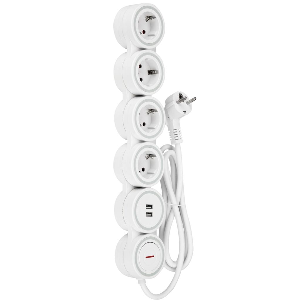 Steckdosenleiste 'Supraflex' 4-fach mit Schalter und USB 1,4 m