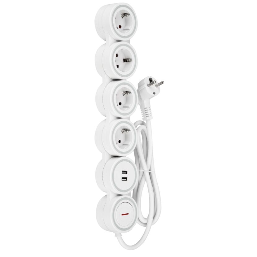 Steckdosenleiste 'Supraflex' 4-fach mit Schalter und USB 1,4 m