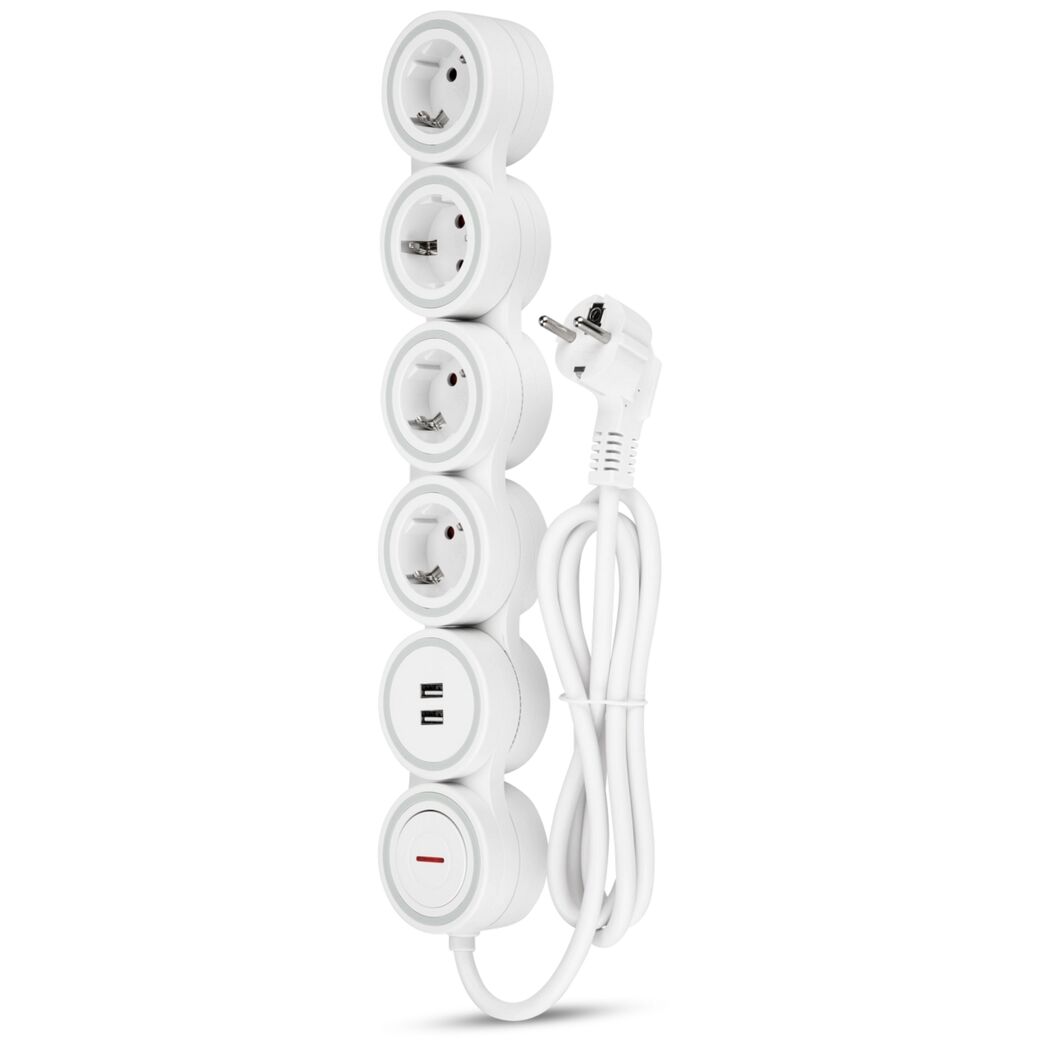 Steckdosenleiste 'Supraflex' 4-fach mit Schalter und USB 1,4 m