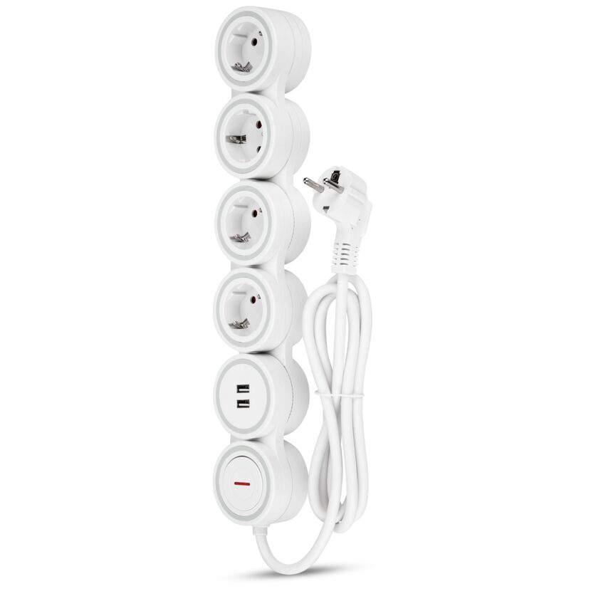 Steckdosenleiste 'Supraflex' 4-fach mit Schalter und USB 1,4 m