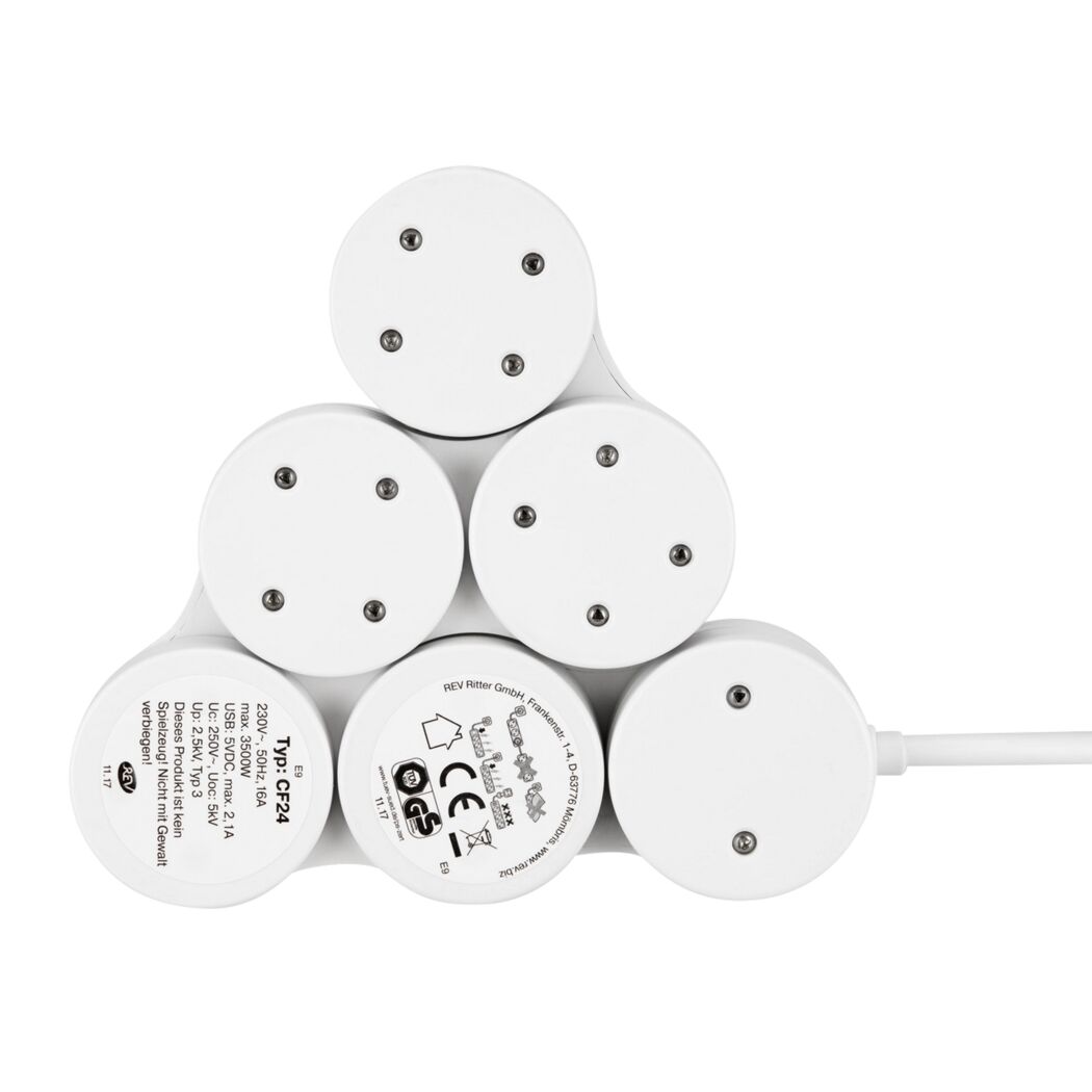 Steckdosenleiste 'Supraflex' 4-fach mit Schalter und USB 1,4 m