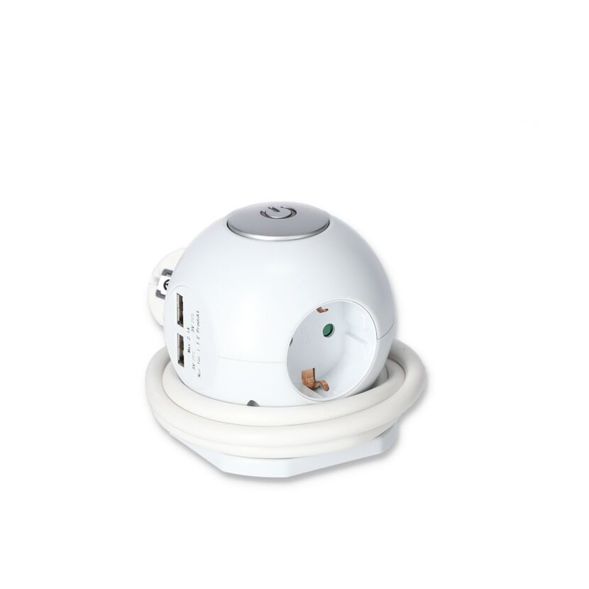 Steckdosenwürfel 3-fach mit USB-Port weiß 1,4 m