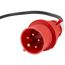 Roter CEE-Stecker mit vier Kontakten