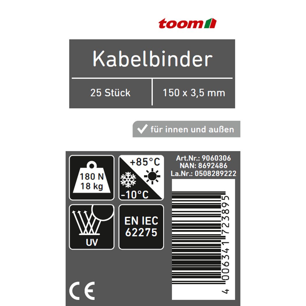toom Kabelbinder 25 Stück 150 x 3,5 mm