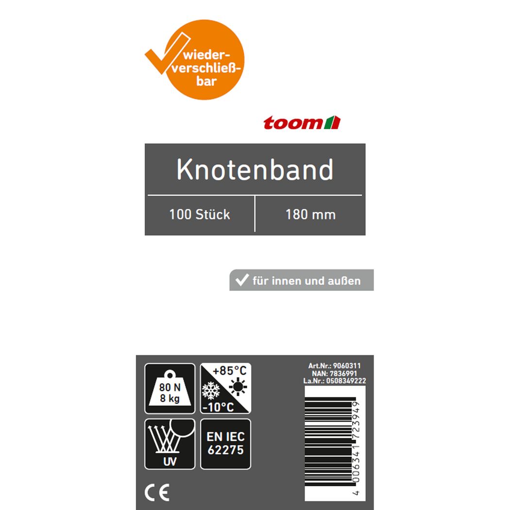 toom Knotenband 100 Stück, 180 mm, wiederverschließbar