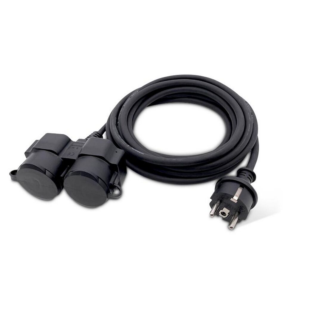 Schwarze Verlängerung 10m 2-fach IP44
