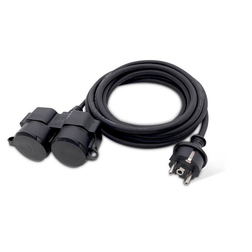 Schwarze Verlängerung 10m 2-fach IP44