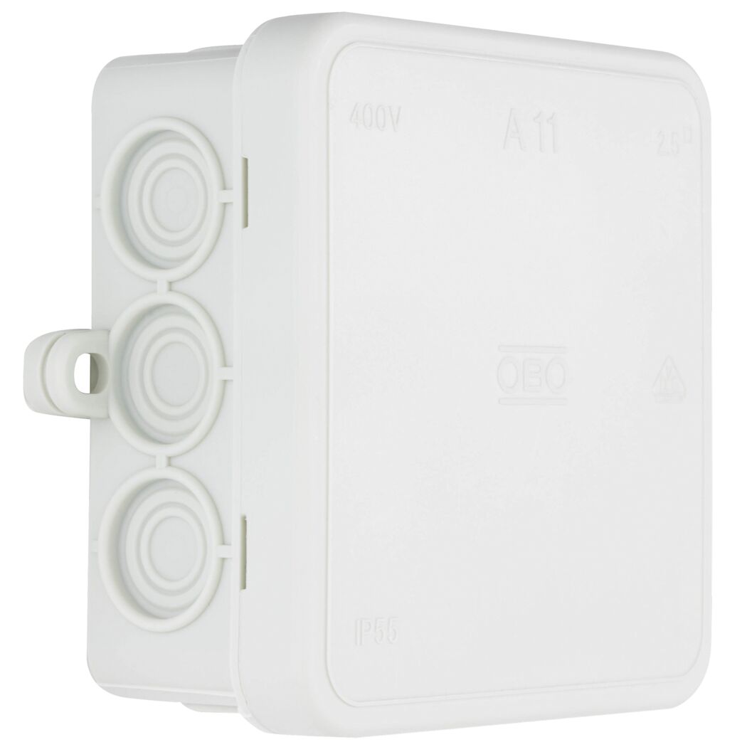 Weißer OBO Abzweigkasten AP IP55