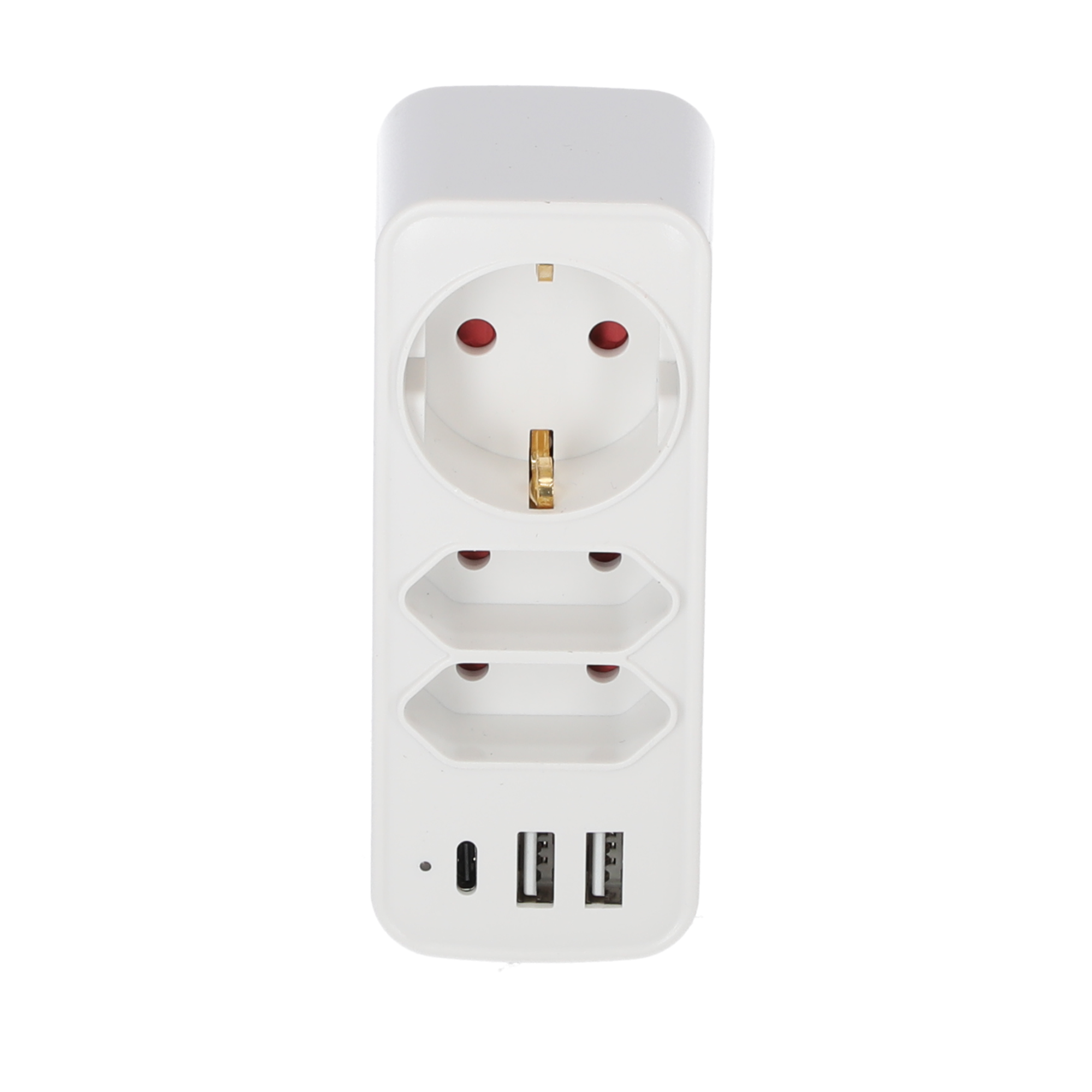Steckdosenadapter weiß mit 3 USB-Ports 3-fach