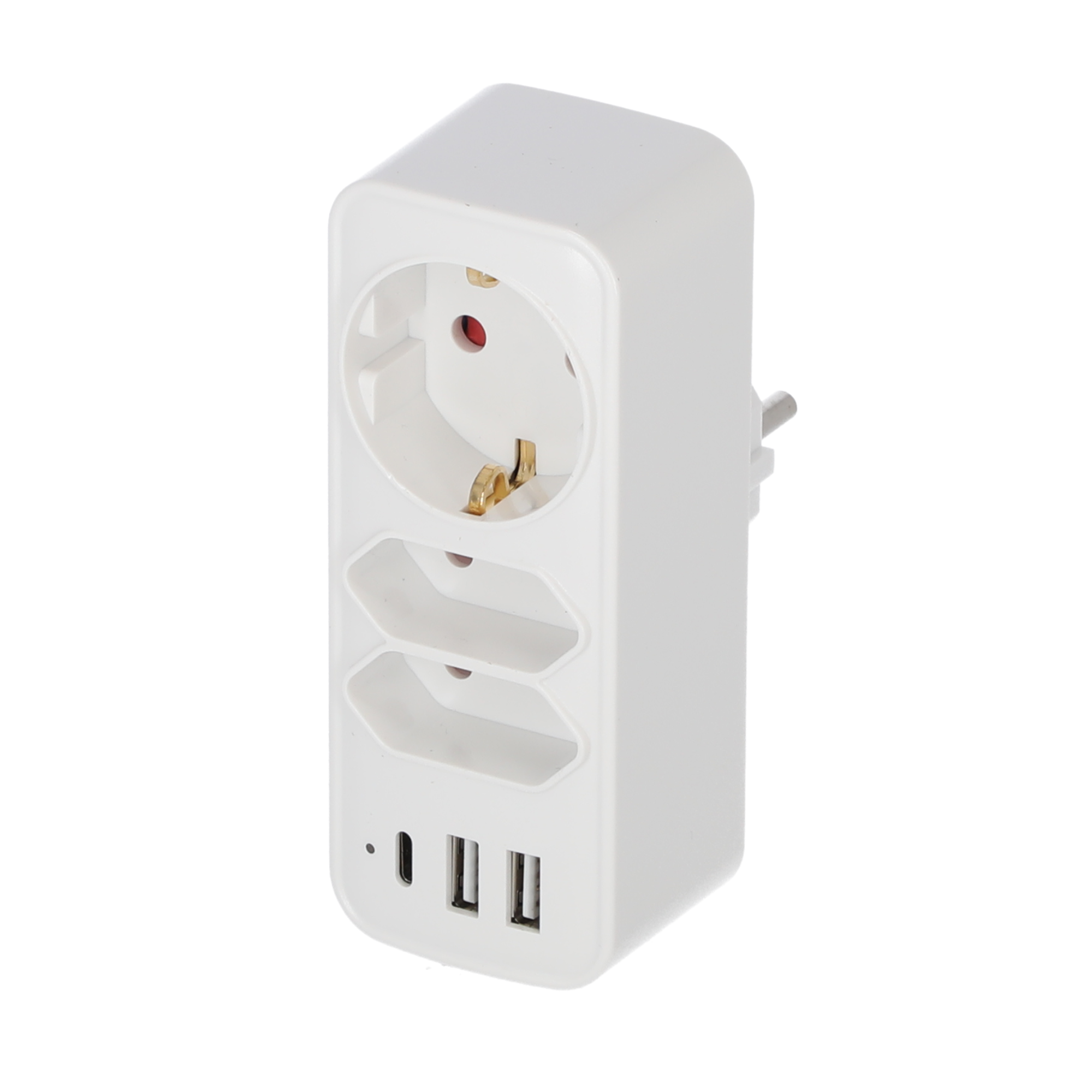 Steckdosenadapter weiß mit 3 USB-Ports 3-fach
