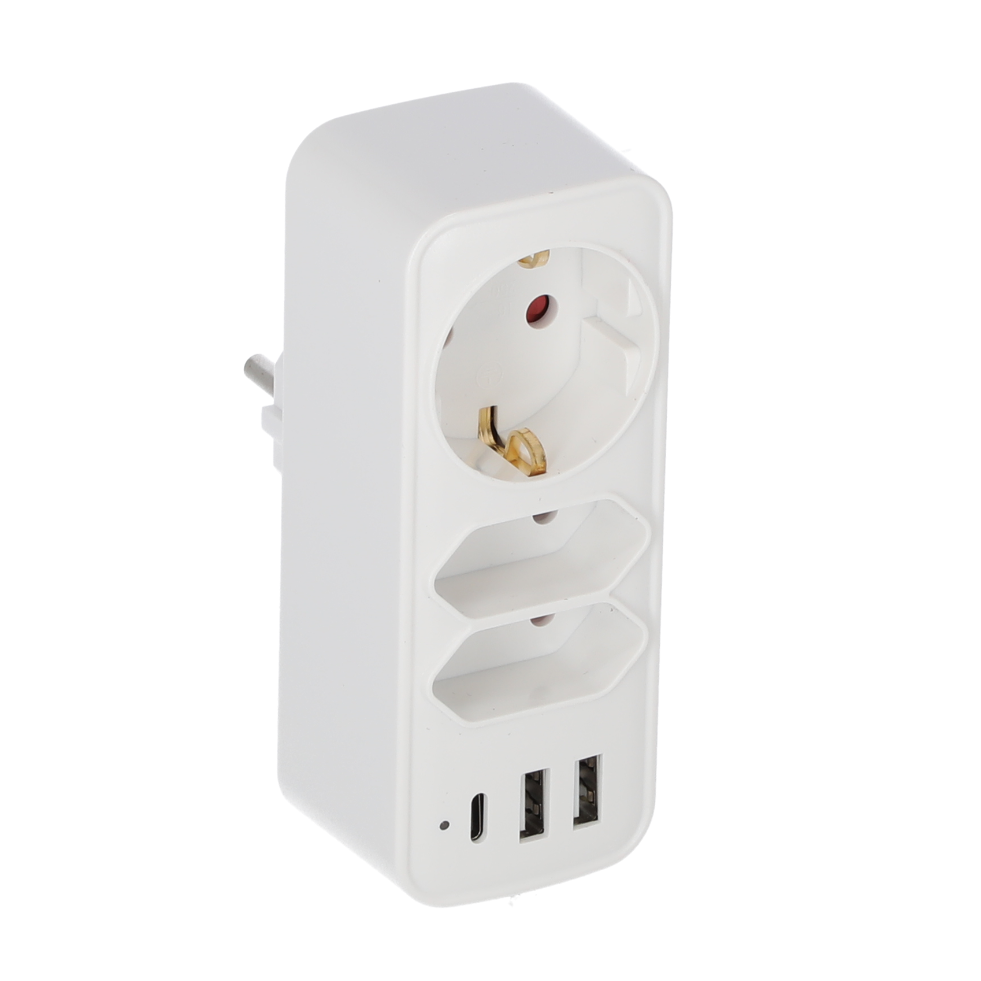 Steckdosenadapter weiß mit 3 USB-Ports 3-fach