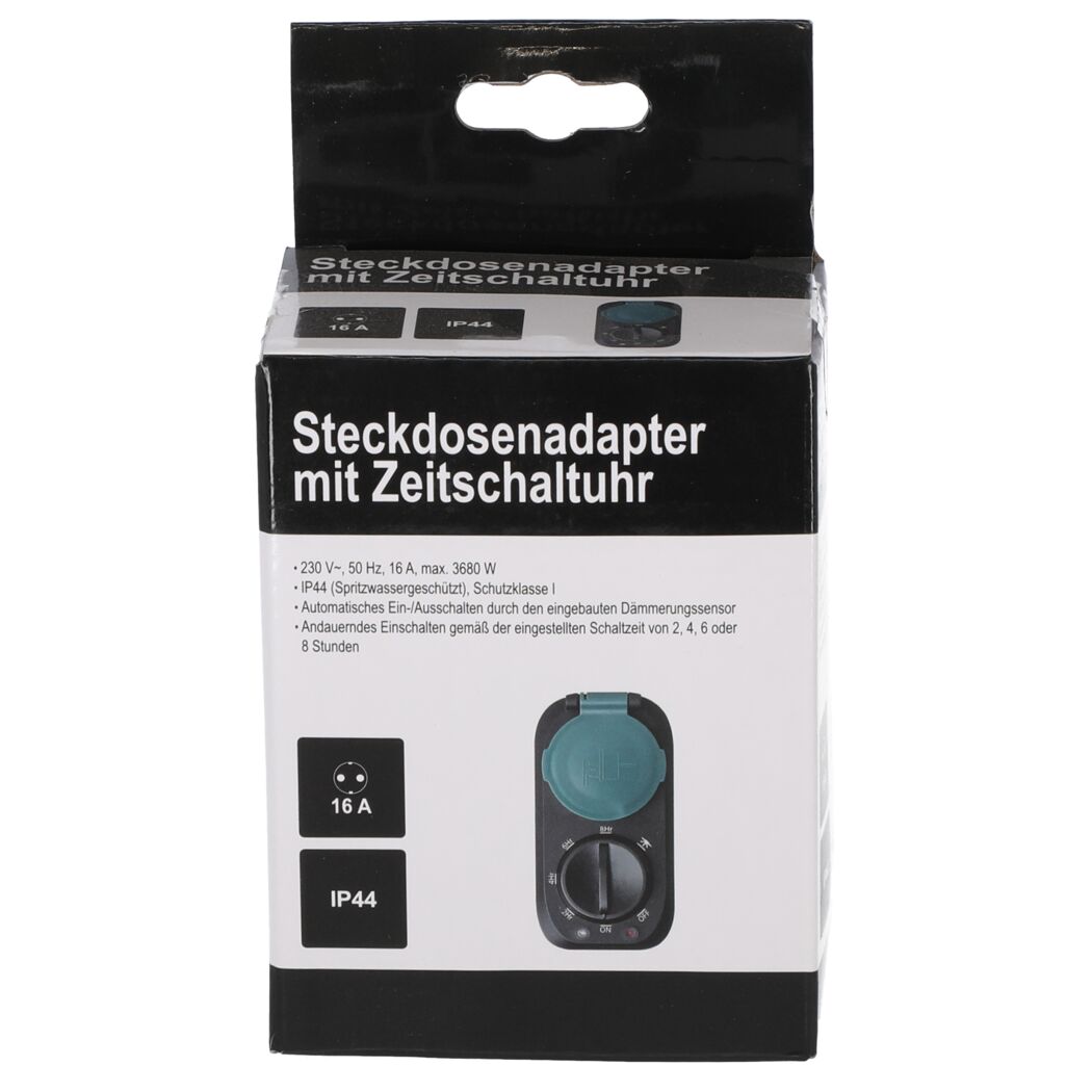 Steckdosenadapter mit Zeitschaltuhr, IP44