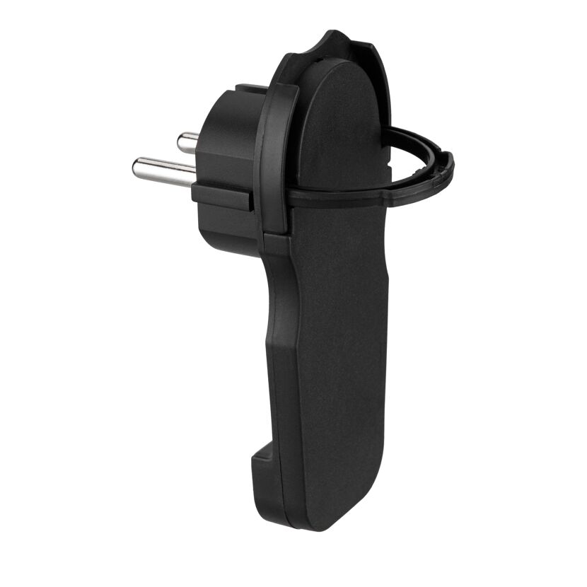 Schwarzer, extraflacher Winkelstecker
