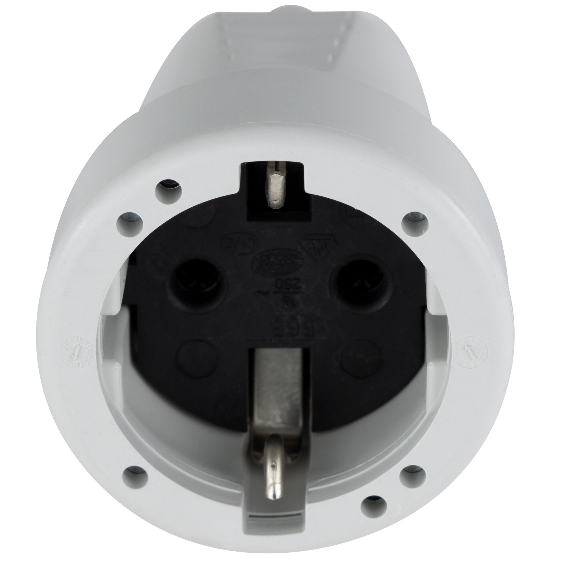 Graue Schuko-Kupplung mit Knickschutz