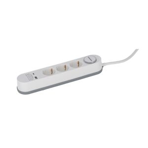 Steckdosenleiste mit Schalter 3-fach weiß/grau USB-A+C