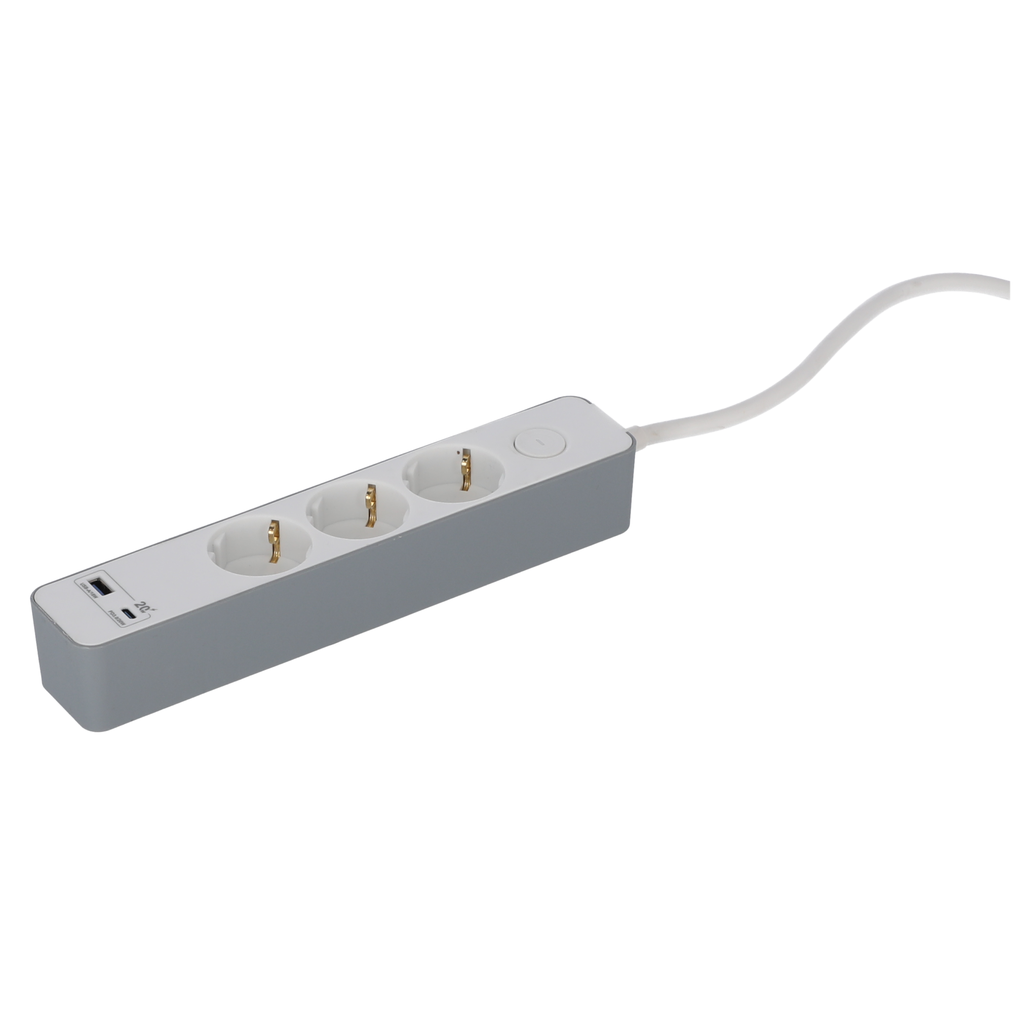 Steckdosenleiste mit Schalter 3-fach weiß/grau USB-A+C + product picture