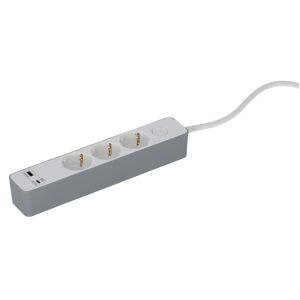 Steckdosenleiste mit Schalter 3-fach weiß/grau USB-A+C