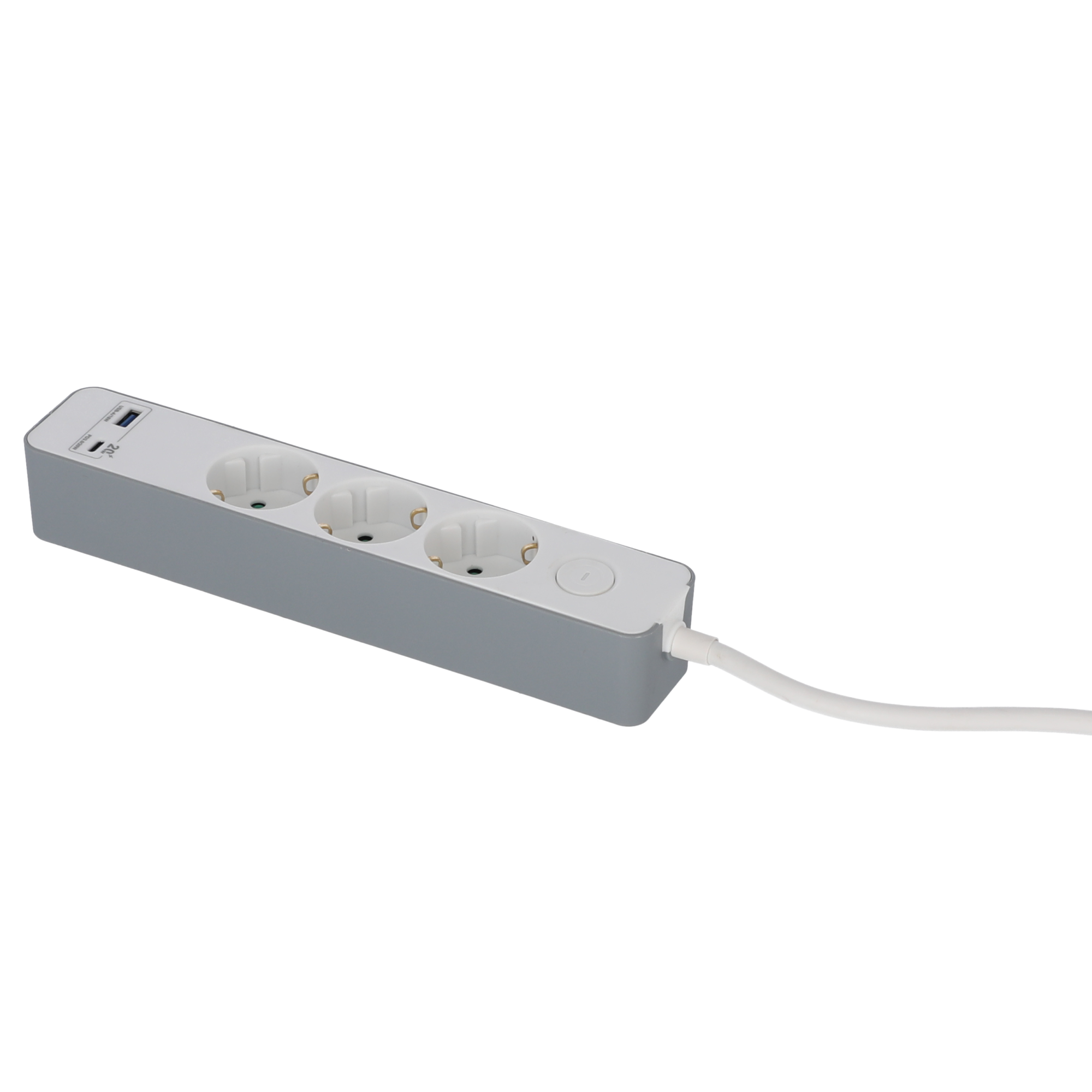 Steckdosenleiste mit Schalter 3-fach weiß/grau USB-A+C + product picture