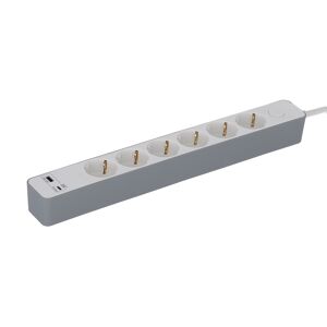 Steckdosenleiste mit Schalter 6-fach weiß/grau USB-A+C
