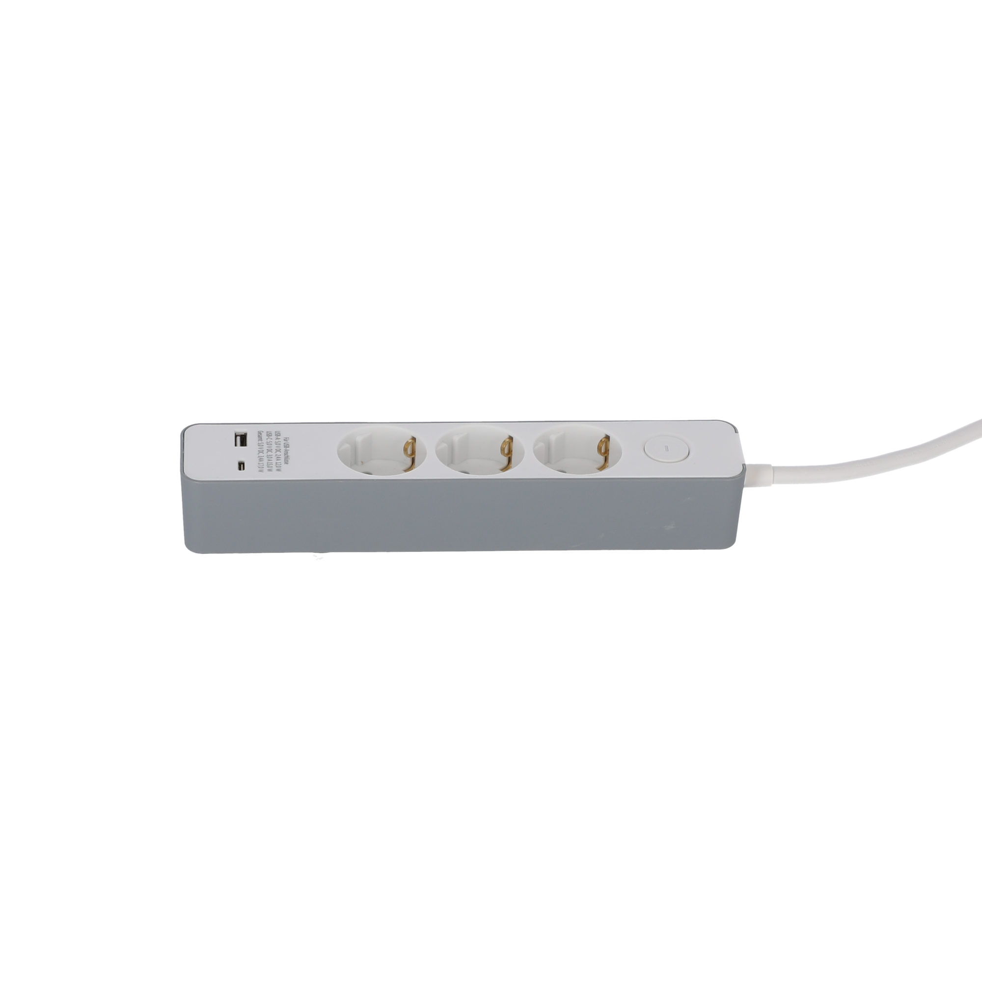 Steckdosenleiste mit Schalter 3-fach weiß/grau USB-A+C + product picture