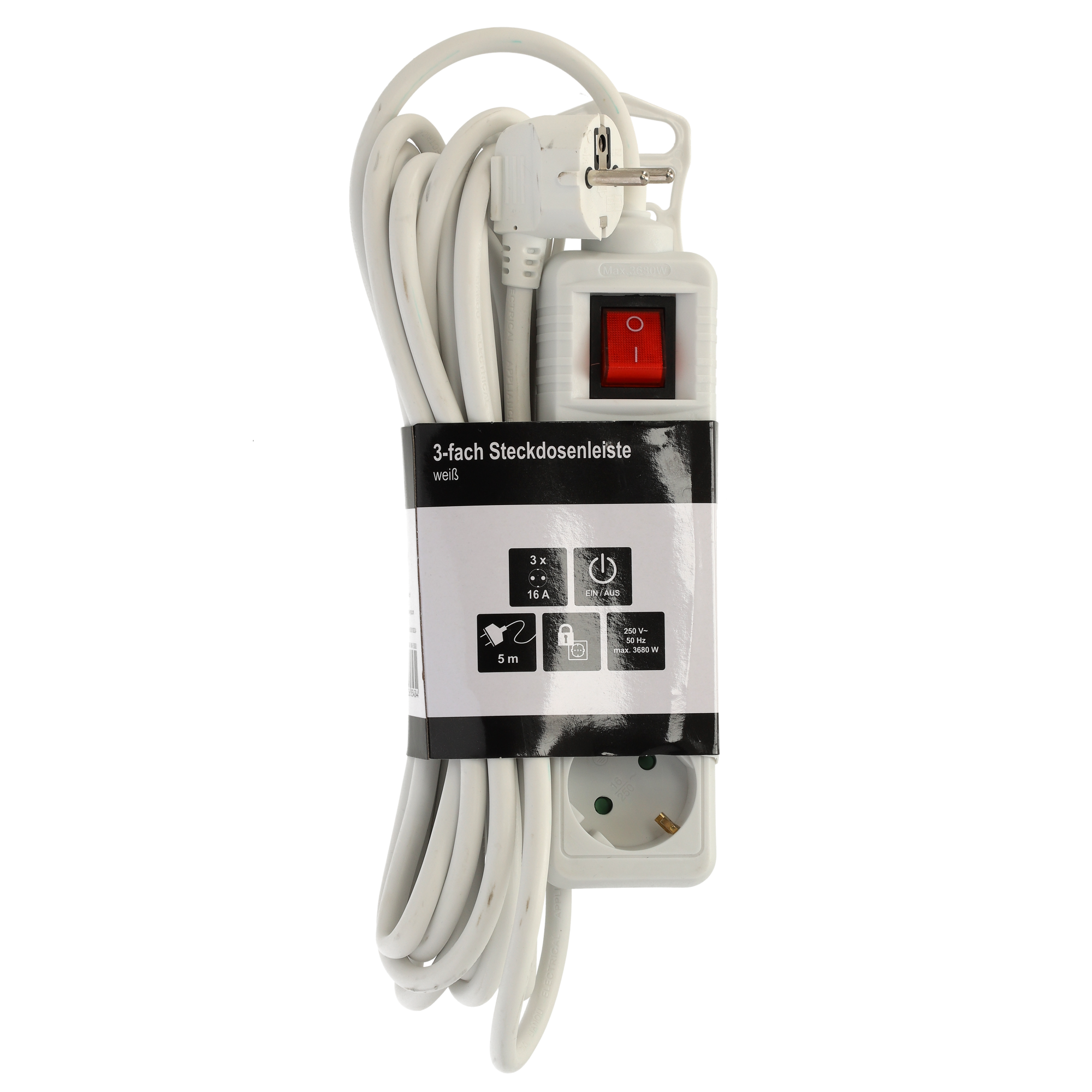 Steckerleiste mit Schalter 3-fach weiß