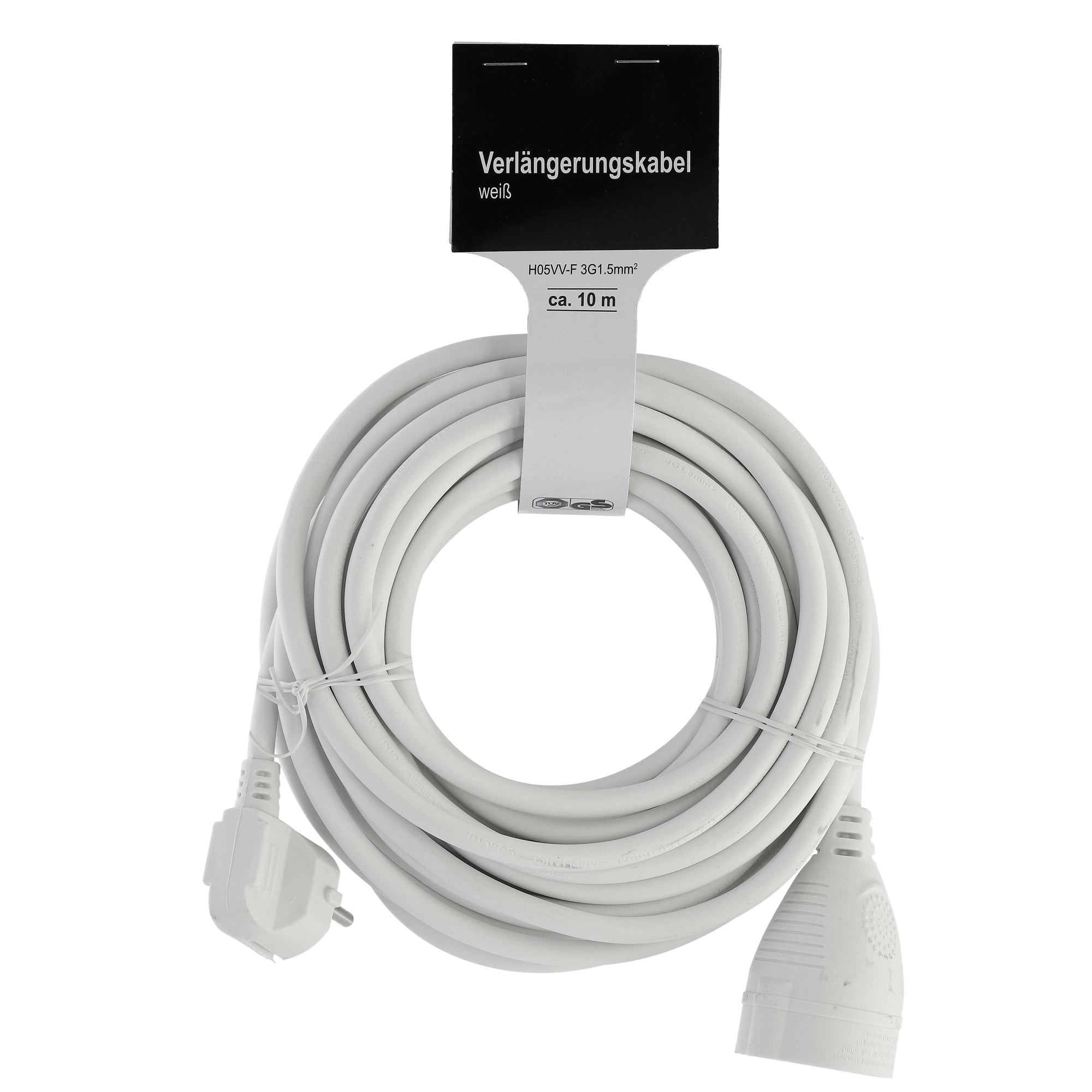 Verlängerungskabel 'H05VV-F 3x1,5' weiß 10 m
