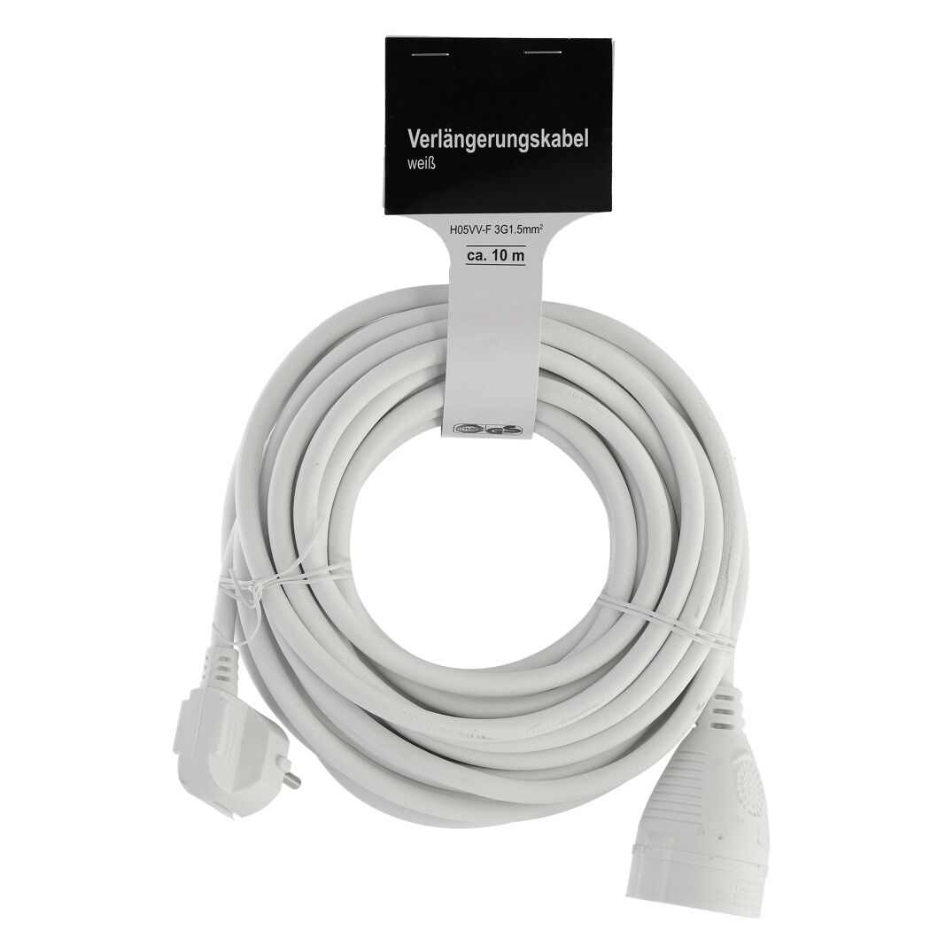Verlängerungskabel 'H05VV-F 3x1,5' weiß 10 m