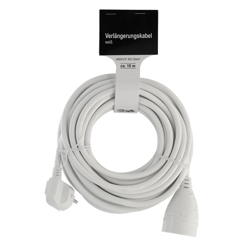 Verlängerungskabel 'H05VV-F 3x1,5' weiß 10 m