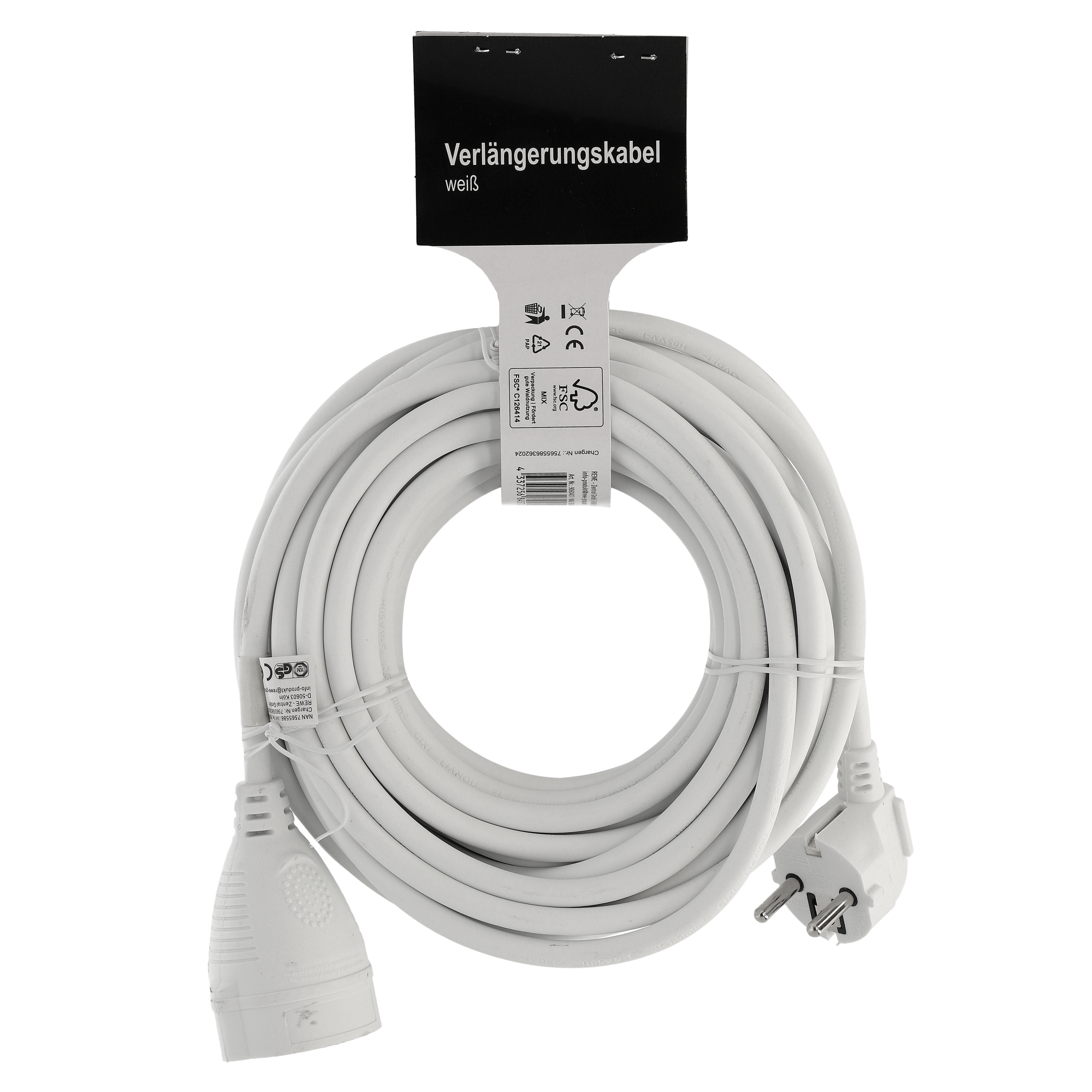 Verlängerungskabel 'H05VV-F 3x1,5' weiß 10 m