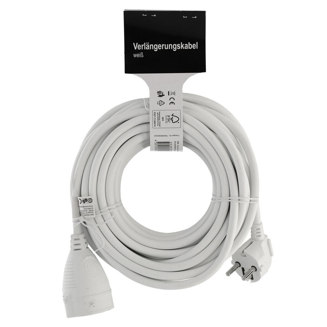 Verlängerungskabel 'H05VV-F 3x1,5' weiß 10 m