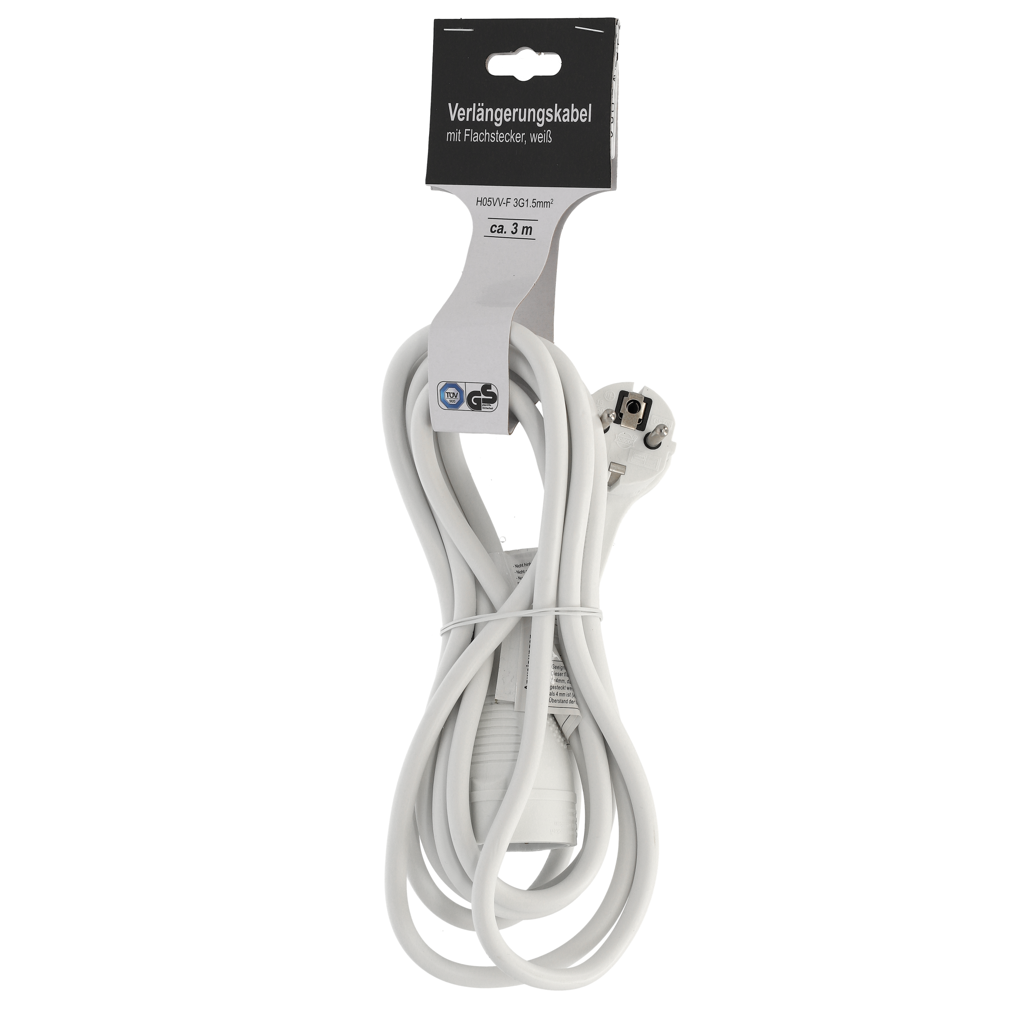 Verlängerungskabel 'H05VV-F' weiß 3 m
