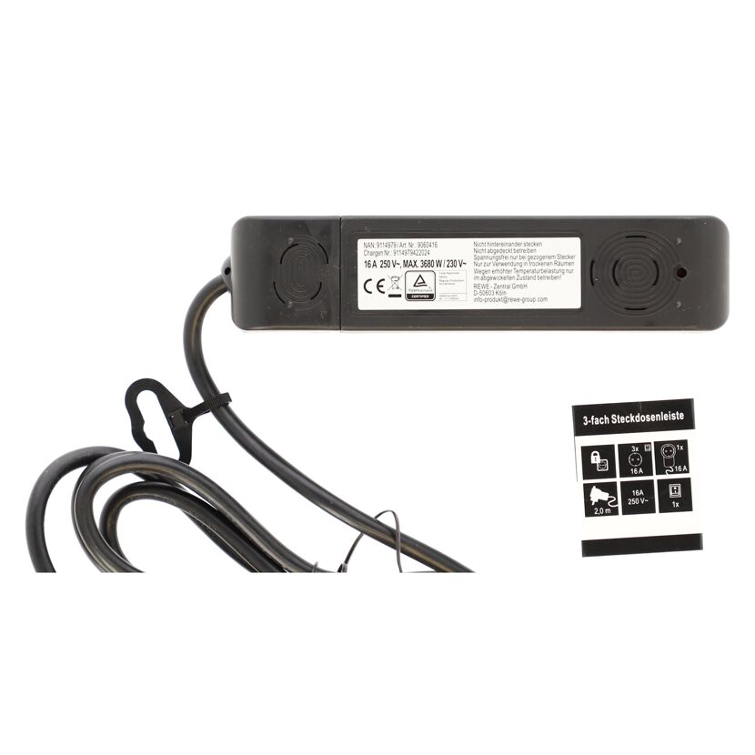 Powersplit-Steckerleiste schwarz 3fach