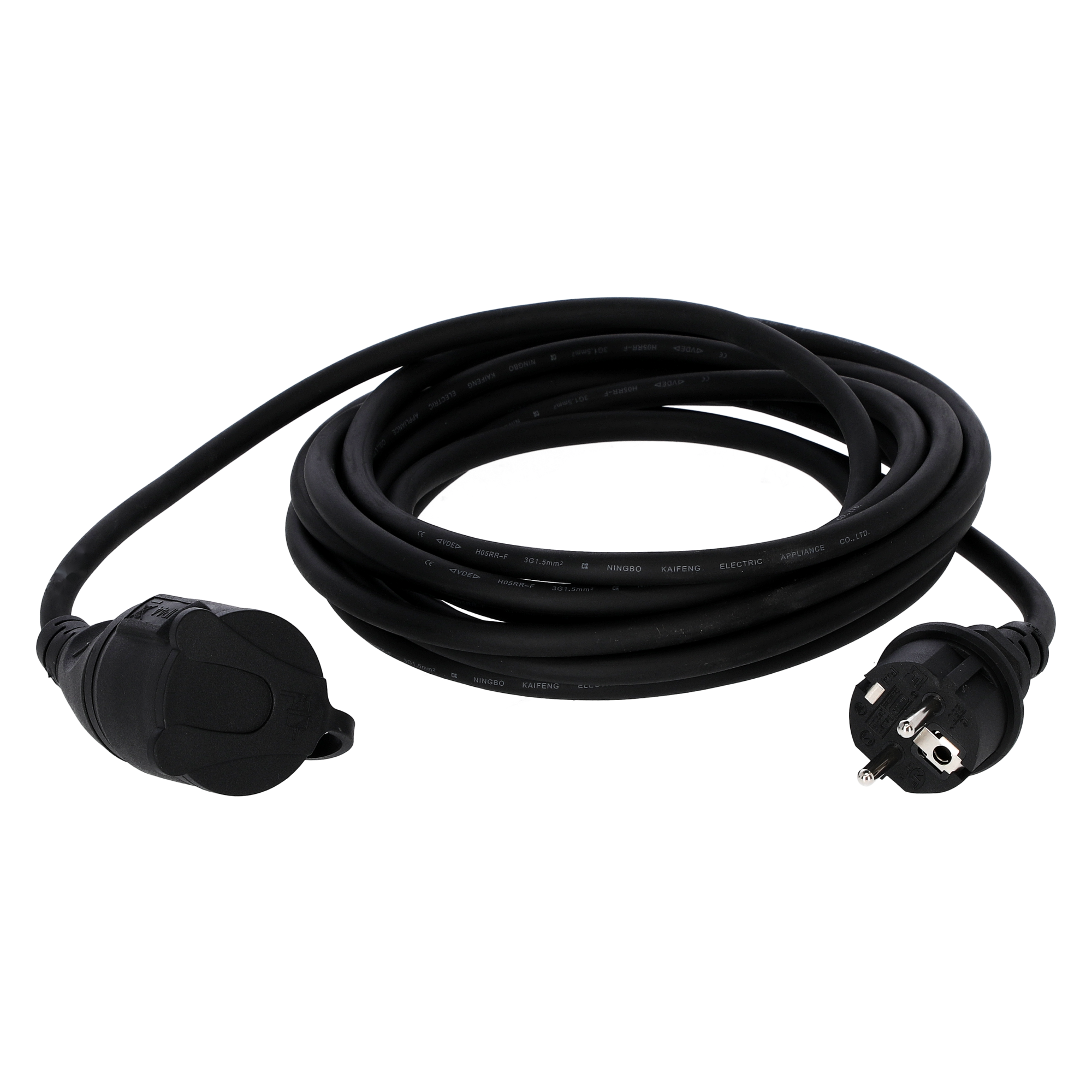 Verlängerungskabel 'H05RR-F 3G1,5' schwarz 5 m