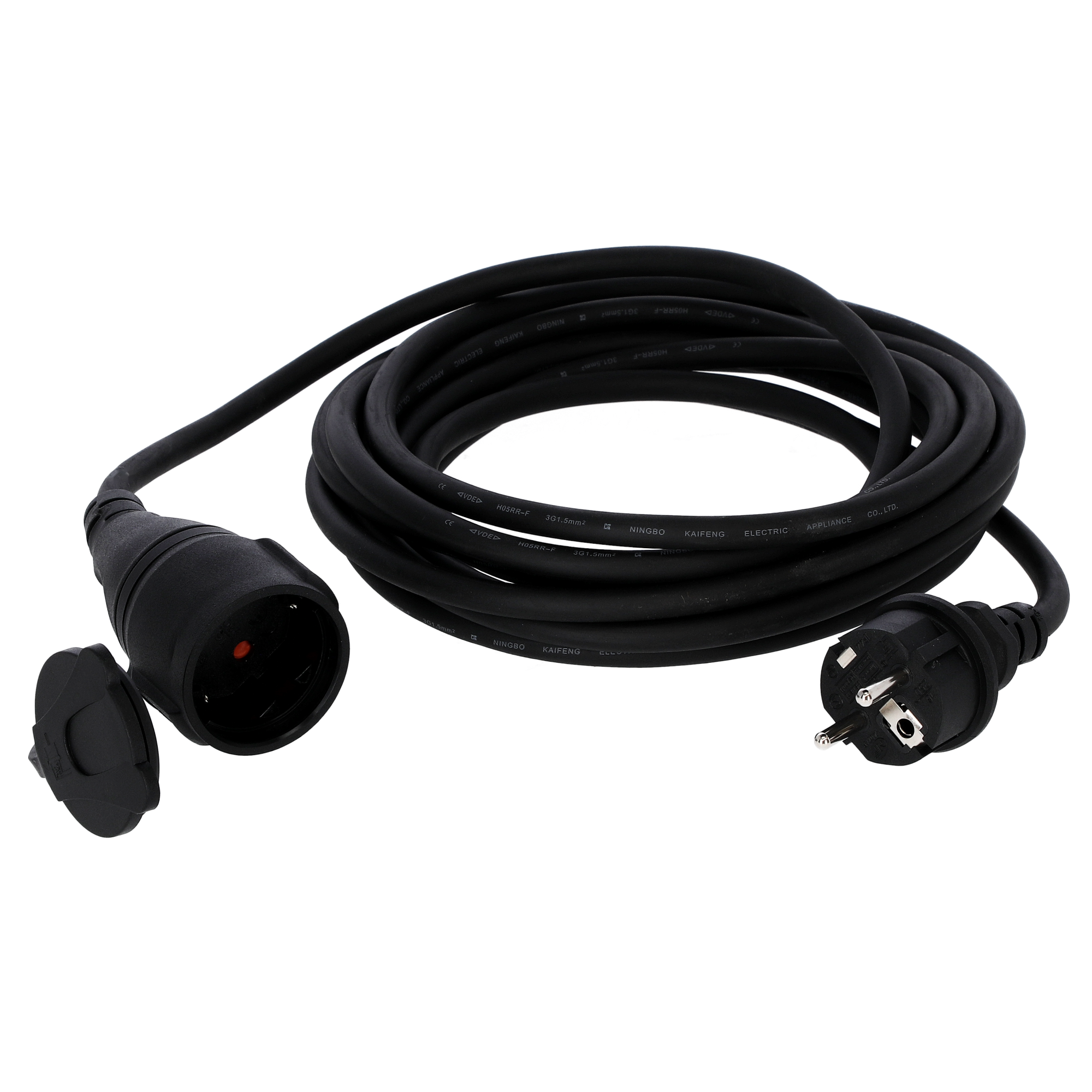 Verlängerungskabel 'H05RR-F 3G1,5' schwarz 5 m