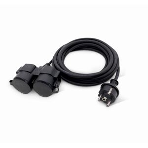 Verlängerungskabel schwarz 10 m IP 44 zwei Steckflächen